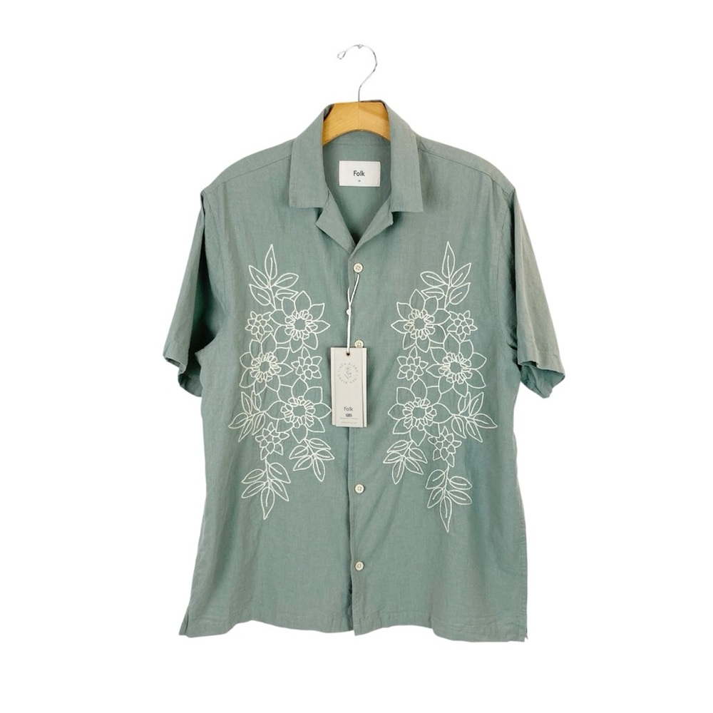 Folk Sage Green Floral Men's Shirt